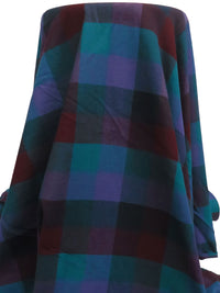 Black/Dark Maroon/Dark Teal/Multi 100% Cotton Plaid Weave Flannel Jacket Weight Woven 58W