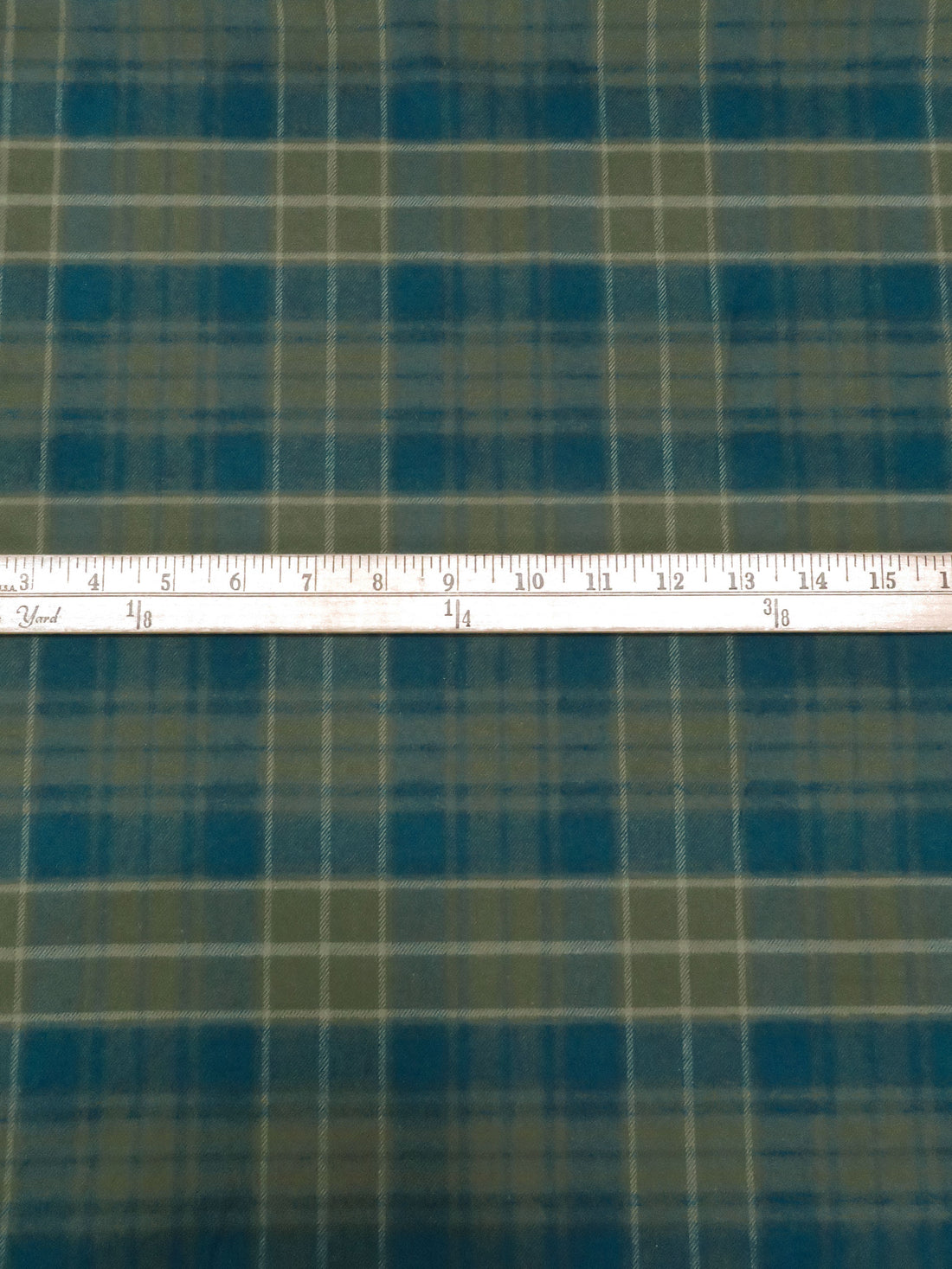 Dark Ocean Blue/Dark Old Moss 100% Cotton Plaid Weave Flannel Shirt Weight Woven 56W