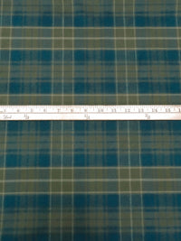 Dark Ocean Blue/Dark Old Moss 100% Cotton Plaid Weave Flannel Shirt Weight Woven 56W