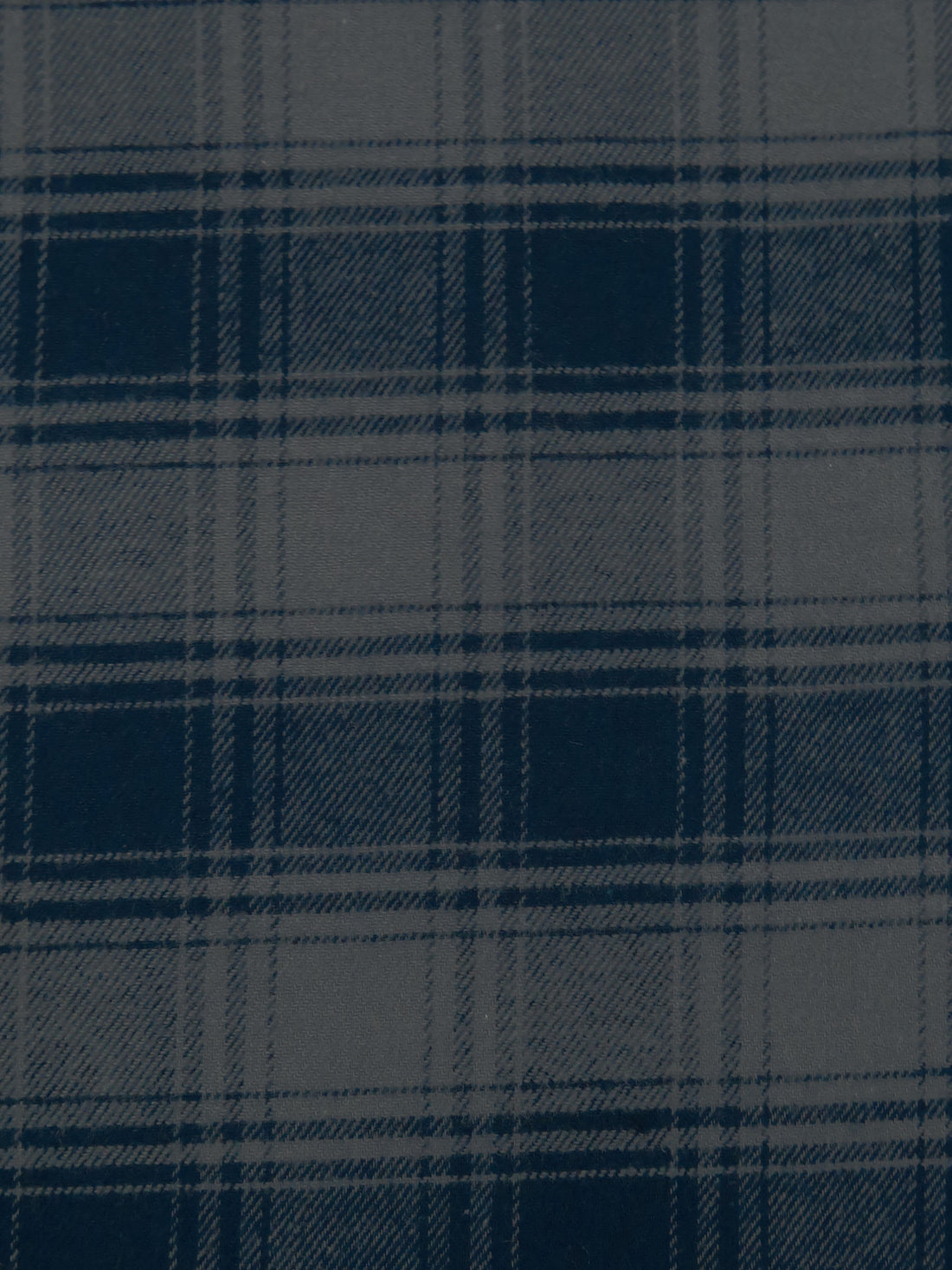 Dark Midnight Navy/Dark Gray 100% Cotton Plaid Weave Flannel Shirt Weight Woven 52W