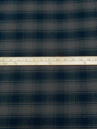 Dark Midnight Navy/Dark Gray 100% Cotton Plaid Weave Flannel Shirt Weight Woven 52W