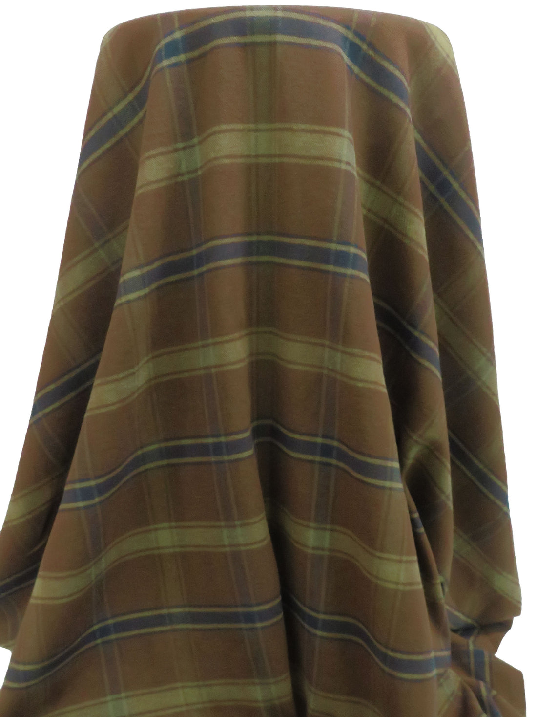 Bronze/Moss/Midnight Navy 100% Cotton Plaid Weave Flannel Shirt Weight Woven 52W