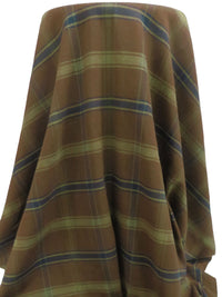 Bronze/Moss/Midnight Navy 100% Cotton Plaid Weave Flannel Shirt Weight Woven 52W