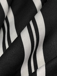 Soft Black/White Polyester/Lycra Vertical Stripe Print DTY Knit - NY Designer - 63W