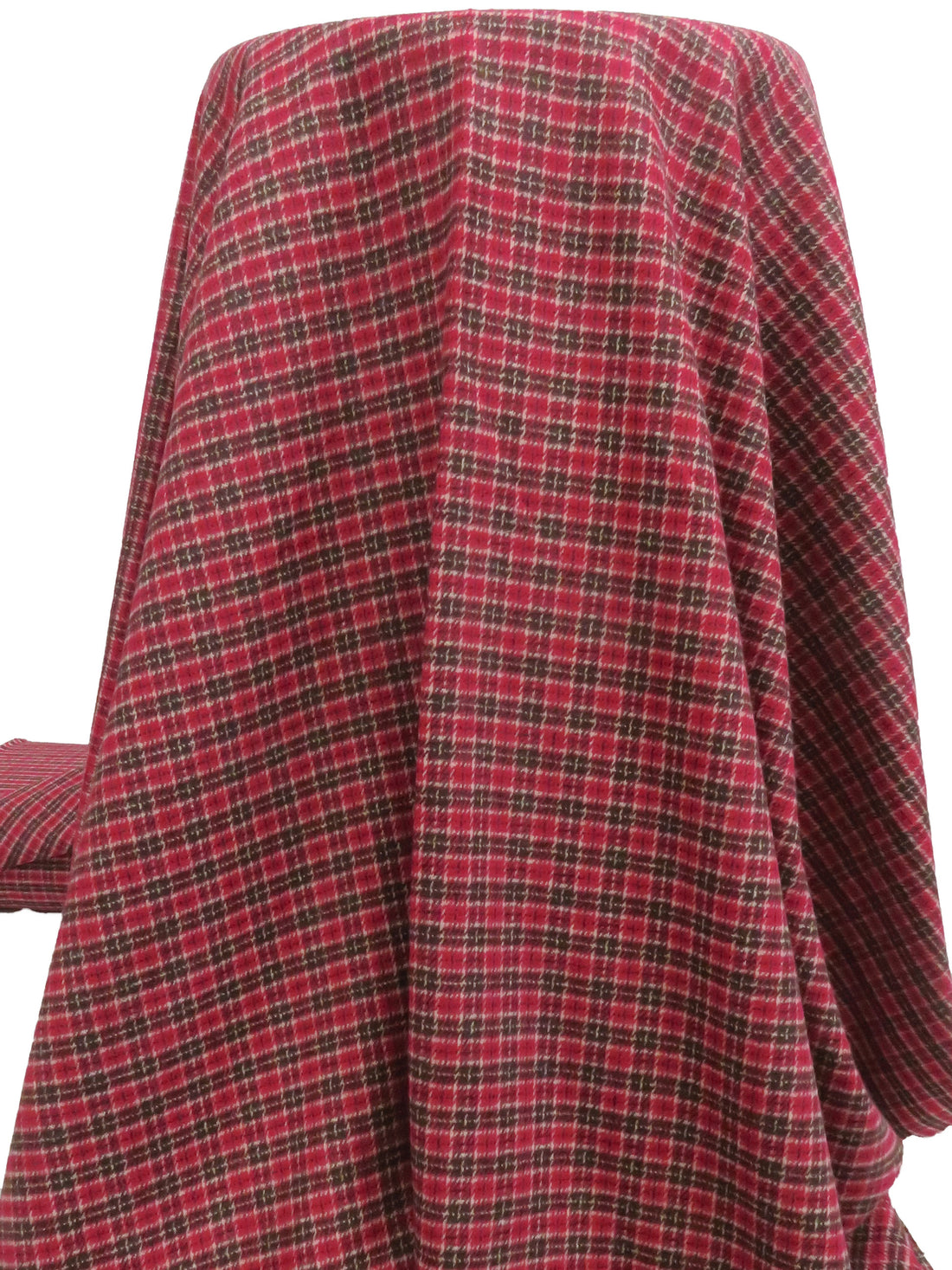 Royal Red/Beige/Midnight Brown 100% Cotton Plaid Weave Flannel Jacket Weight Woven 59W