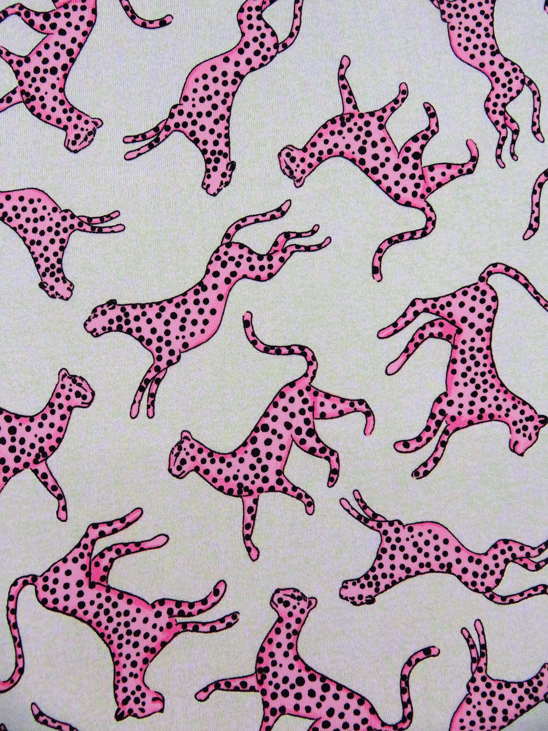 Light Cream/Pastel Magenta/Black Polyester/Lycra Pink Cheetah Print Brushed Sweater Knit 60W