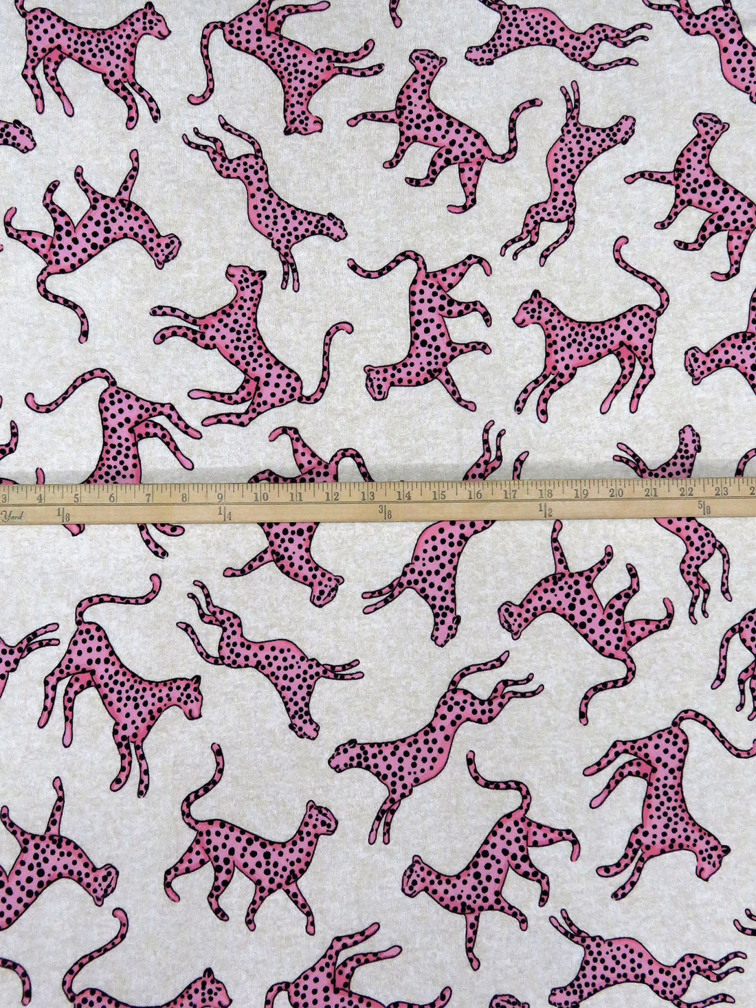 Light Cream/Pastel Magenta/Black Polyester/Lycra Pink Cheetah Print Brushed Sweater Knit 60W