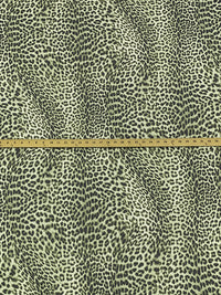 Dark Charcoal/Dark Moss Green/Off-White 100% Polyester Animal Print Brushed French Terry Knit 58W