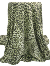 Dark Charcoal/Dark Moss Green/Off-White 100% Polyester Animal Print Brushed French Terry Knit 58W