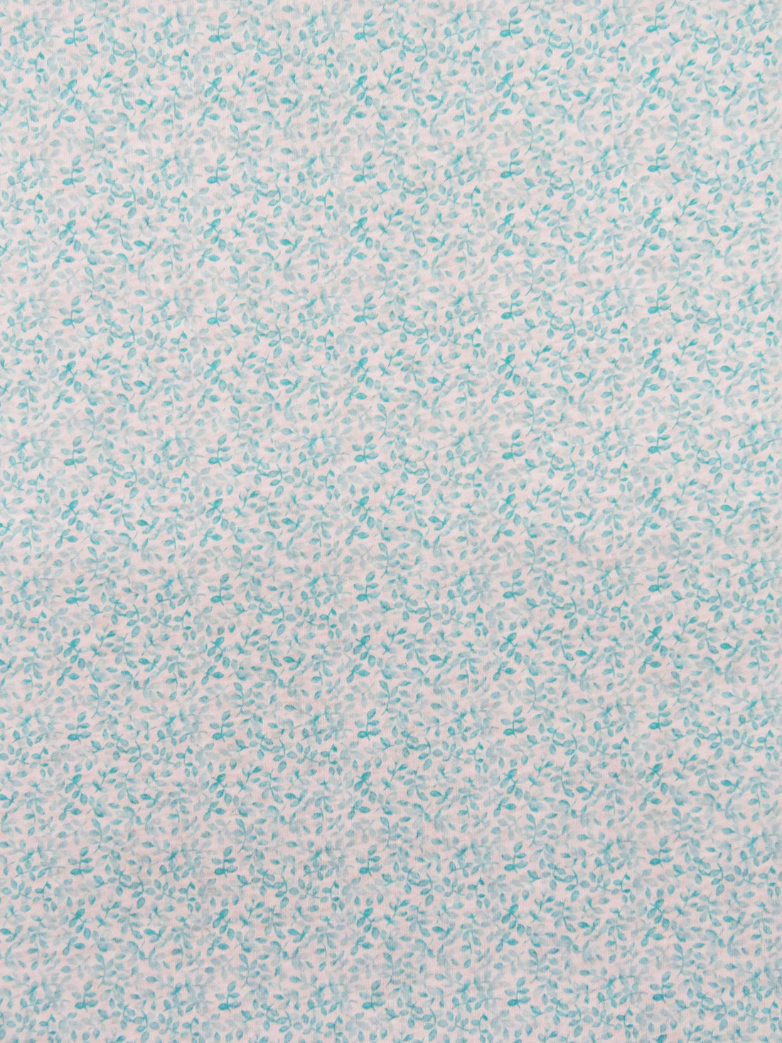 Pastel Blue/White 100% Cotton Small Watercolor Leaf Print Jersey Knit 62W