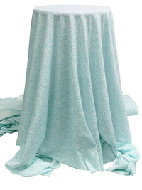 Pastel Blue/White 100% Cotton Small Watercolor Leaf Print Jersey Knit 62W