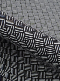 Black/White Rayon/Nylon/Lycra Crosshatch Print Stretch Bengaline Suiting - NY Designer - 62W