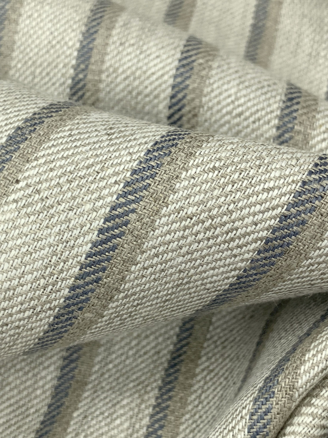Taupe/Thunder Gray/White Chocolate 100% Linen Yarn-Dyed Vertical Stripe Weave Midweight Woven - European Mill - 59W