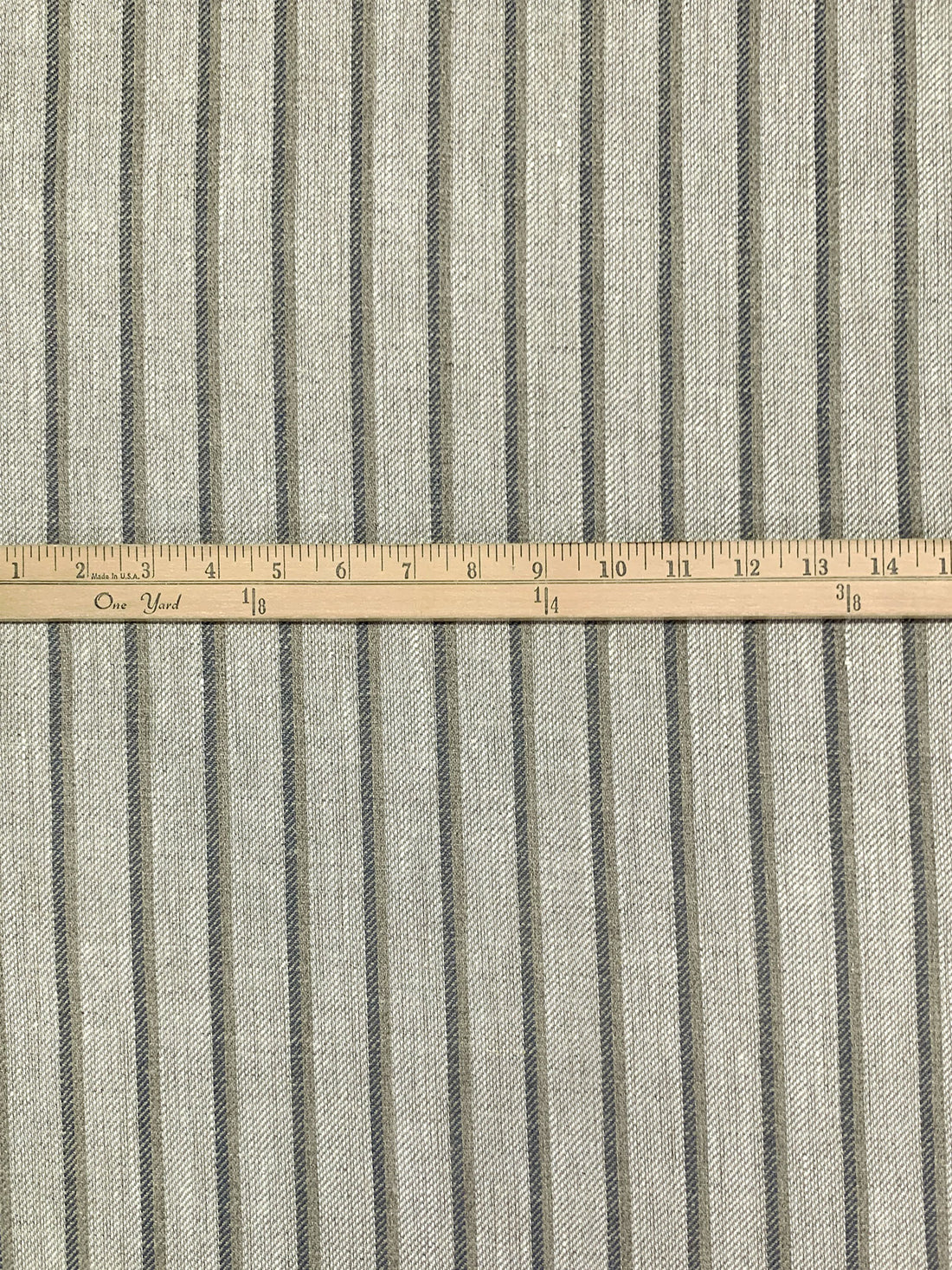 Taupe/Thunder Gray/White Chocolate 100% Linen Yarn-Dyed Vertical Stripe Weave Midweight Woven - European Mill - 59W