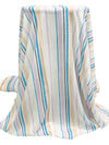 White Chocolate/Dusty Lilac/Cyan Cobalt Blue 100% Rayon Vertical Novelty Stripe Print Textured Ogee Jacquard Voile 56W