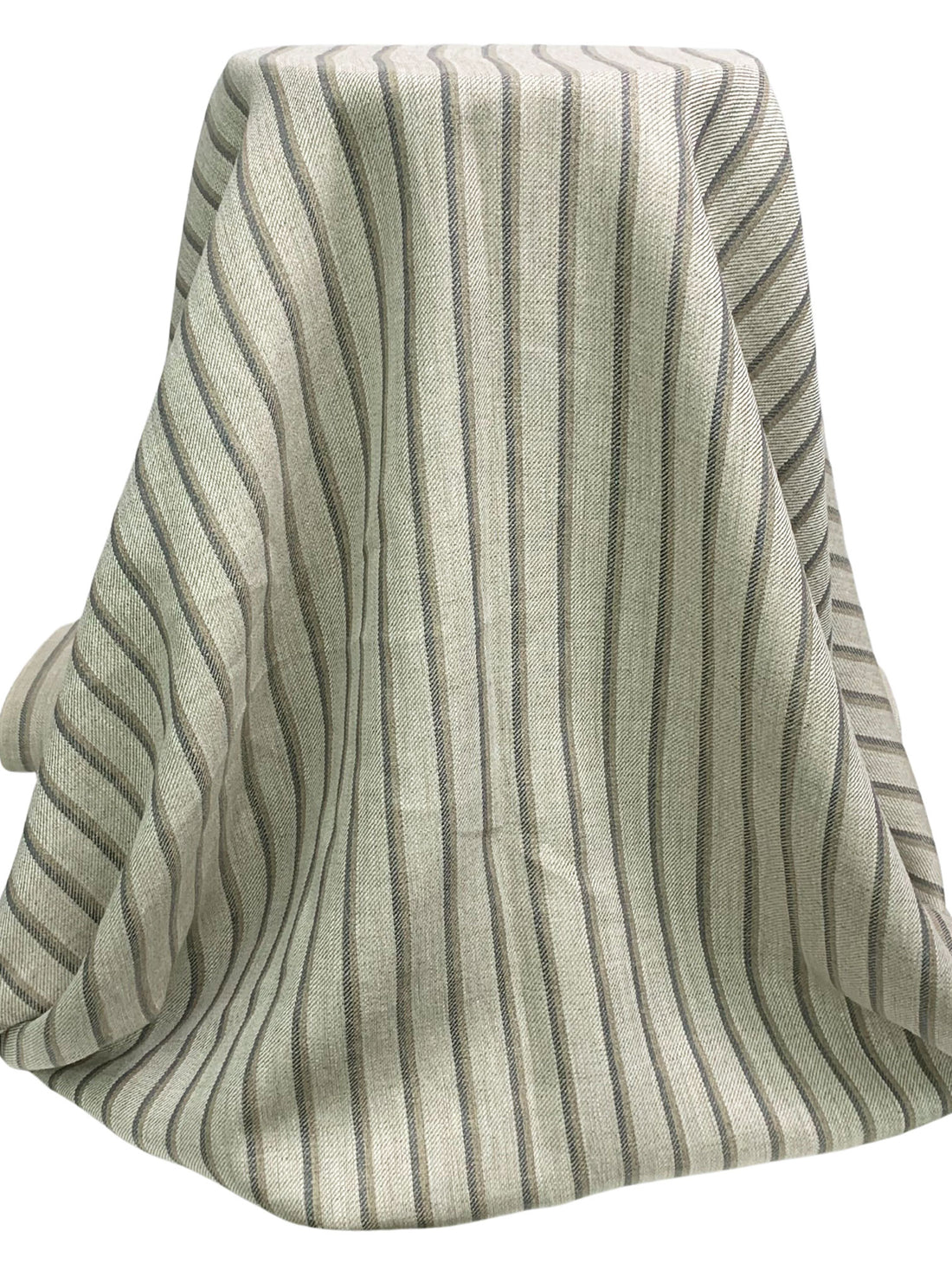 Taupe/Thunder Gray/White Chocolate 100% Linen Yarn-Dyed Vertical Stripe Weave Midweight Woven - European Mill - 59W