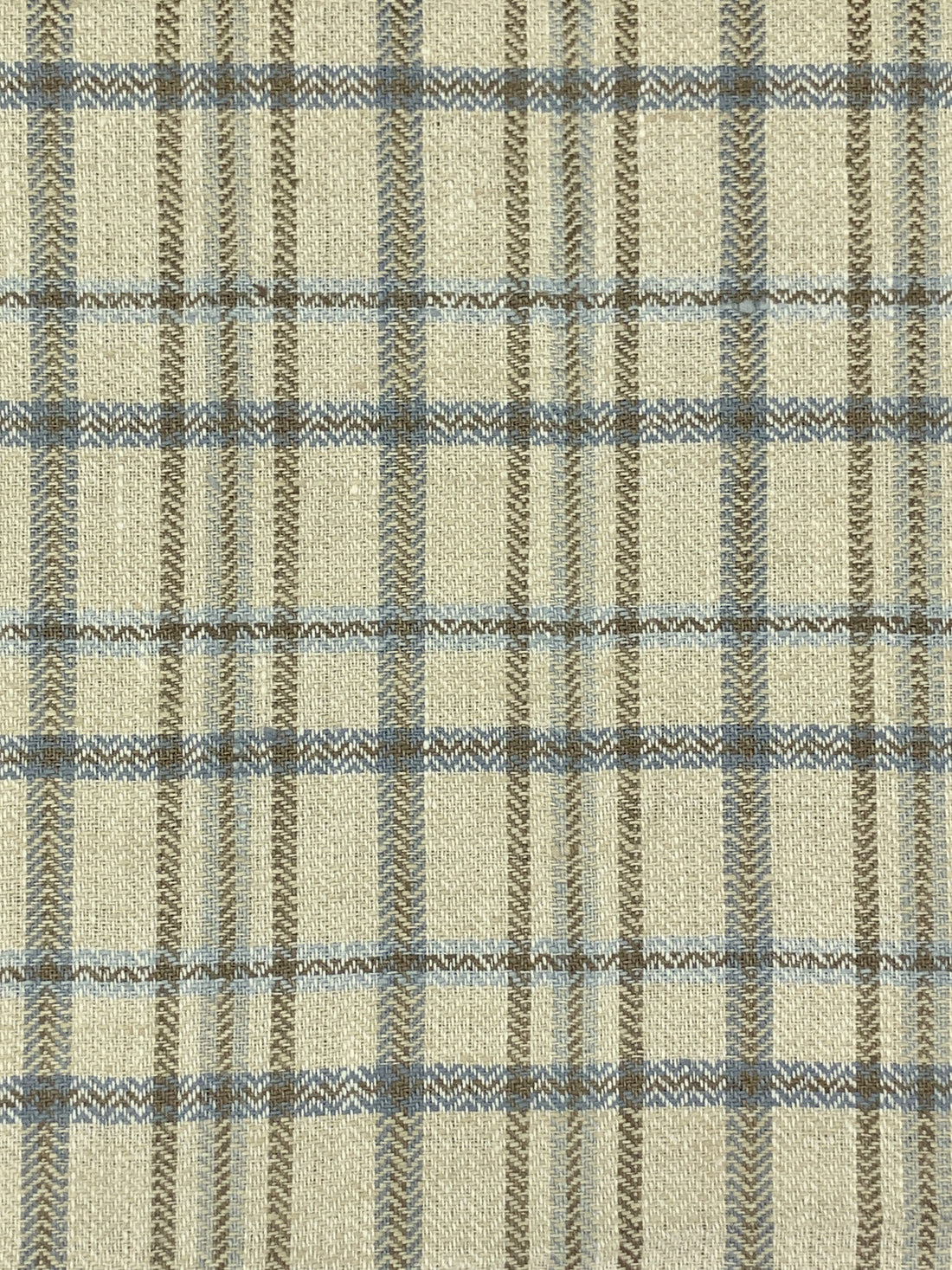 Sandstone/Cadet Blue/Raw Umber 100% Linen Yarn-Dyed Plaid Weave Midweight Woven - European Mill - 60W