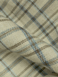 Sandstone/Cadet Blue/Raw Umber 100% Linen Yarn-Dyed Plaid Weave Midweight Woven - European Mill - 60W