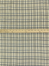 Sandstone/Cadet Blue/Raw Umber 100% Linen Yarn-Dyed Plaid Weave Midweight Woven - European Mill - 60W
