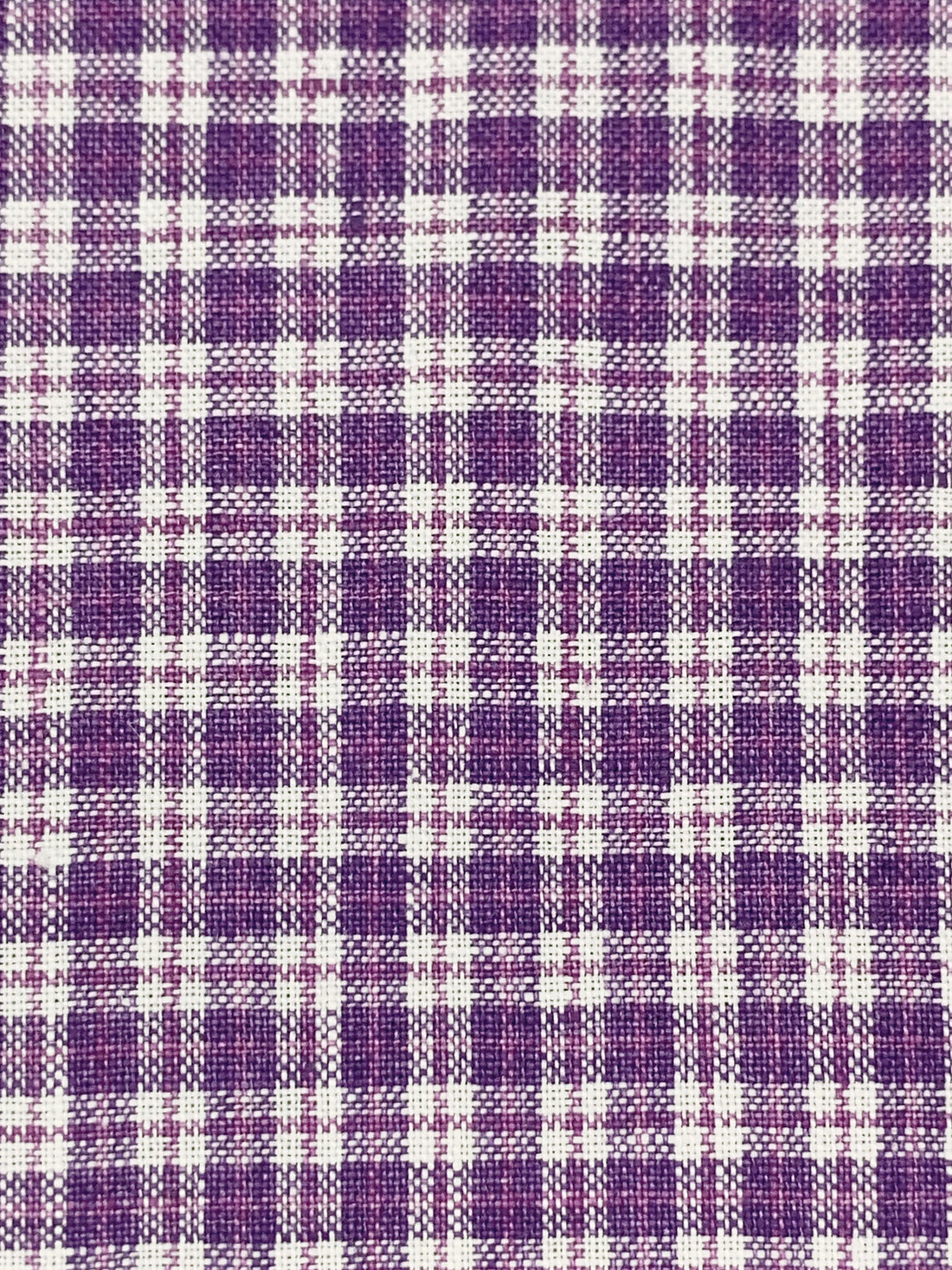 Imperial Purple/White 100% Linen Yarn-Dyed Plaid Shirt Weight Woven - European Mill - 58W