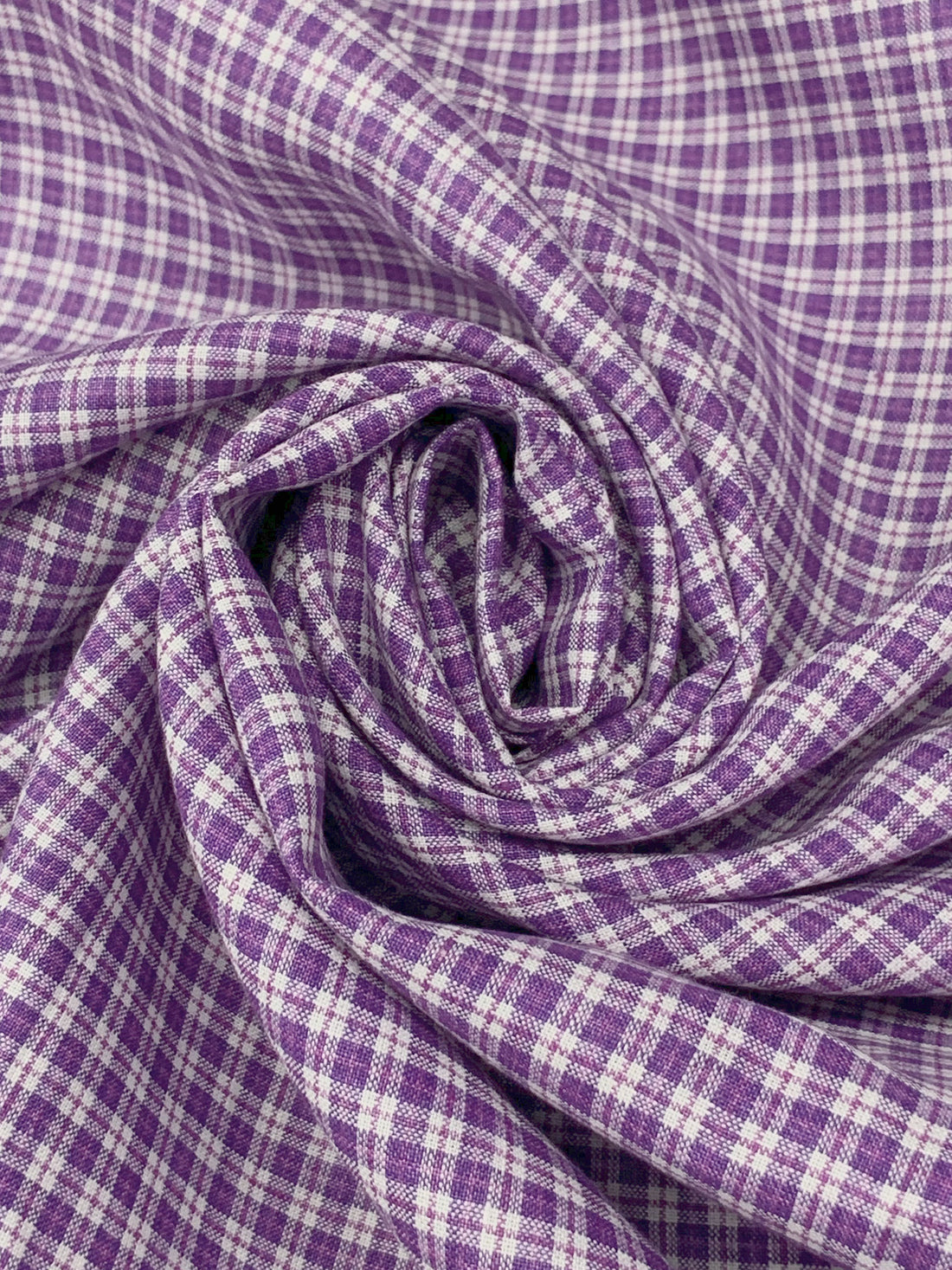 Imperial Purple/White 100% Linen Yarn-Dyed Plaid Shirt Weight Woven - European Mill - 58W