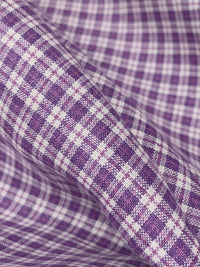 Imperial Purple/White 100% Linen Yarn-Dyed Plaid Shirt Weight Woven - European Mill - 58W