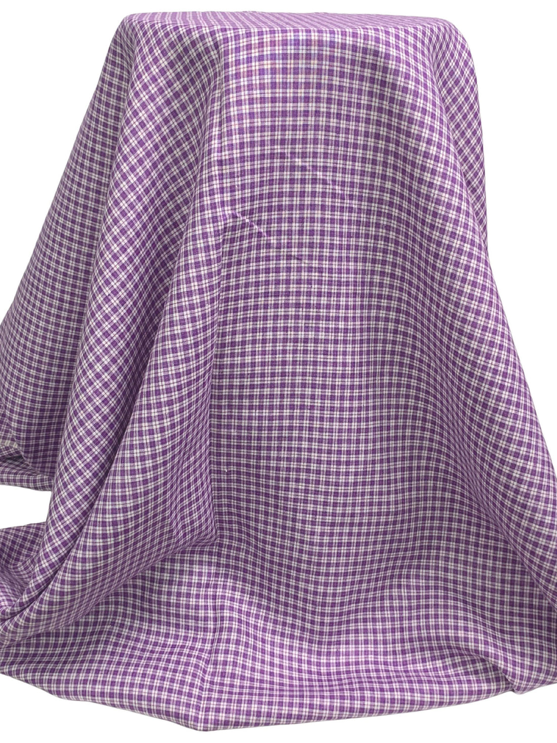Imperial Purple/White 100% Linen Yarn-Dyed Plaid Shirt Weight Woven - European Mill - 58W