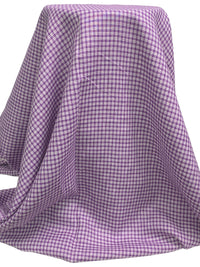 Imperial Purple/White 100% Linen Yarn-Dyed Plaid Shirt Weight Woven - European Mill - 58W