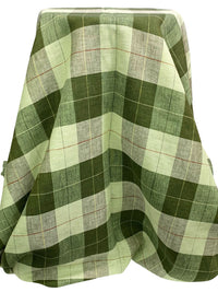 Dark Olive Green/Tea Green 100% Linen Cross-Dyed Plaid Weave Midweight Woven - European Mill - 60W