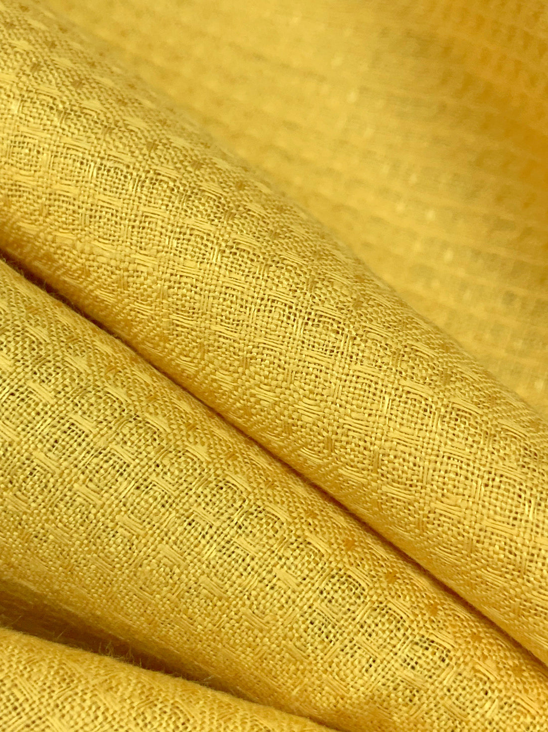 Straw Yellow 100% Linen Novelty Weave Midweight Woven - European Mill - 59W