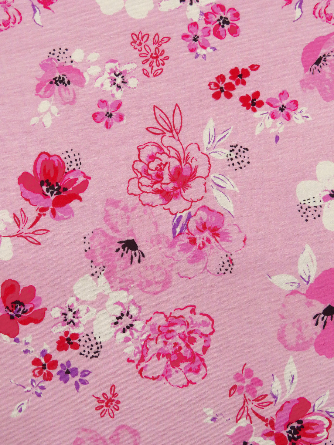 Bubblegum Pink/White/Magenta/Multi Rayon/Lycra Floral Print Jersey Knit 69W