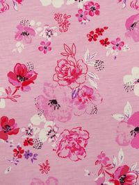 Bubblegum Pink/White/Magenta/Multi Rayon/Lycra Floral Print Jersey Knit 69W