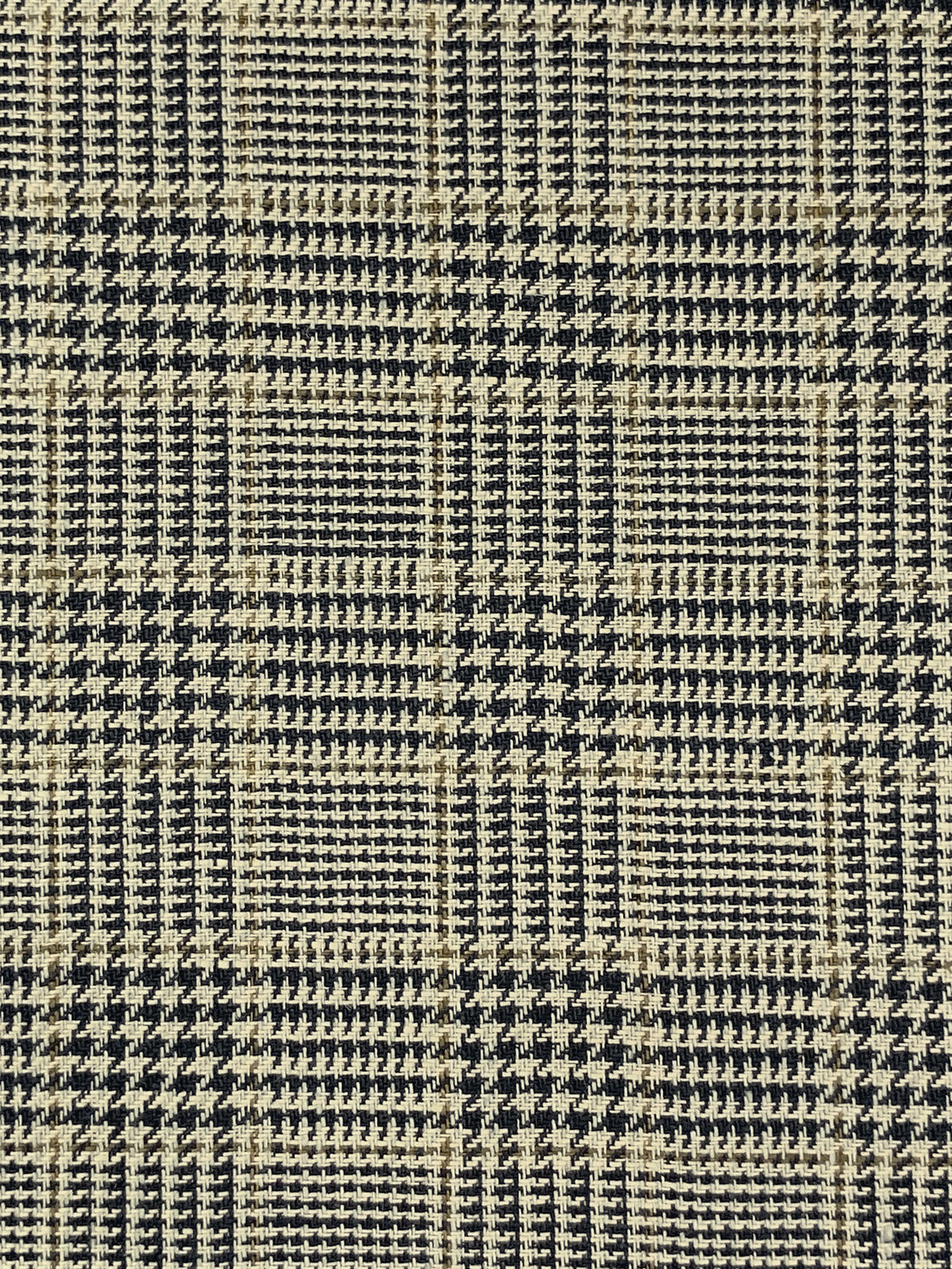 Parchment/Black/Raw Umber 100% Linen Glen Plaid Suiting - European Mill - 59W