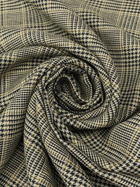 Parchment/Black/Raw Umber 100% Linen Glen Plaid Suiting - European Mill - 59W