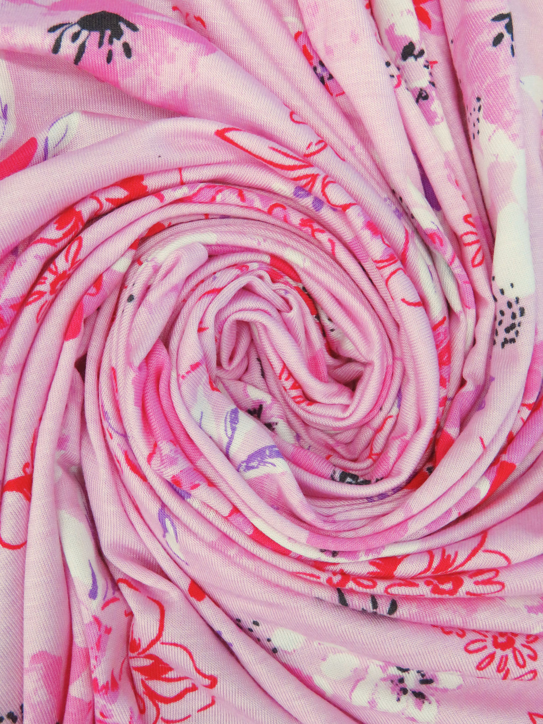 Bubblegum Pink/White/Magenta/Multi Rayon/Lycra Floral Print Jersey Knit 69W
