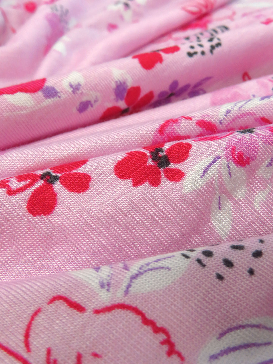 Bubblegum Pink/White/Magenta/Multi Rayon/Lycra Floral Print Jersey Knit 69W