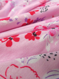 Bubblegum Pink/White/Magenta/Multi Rayon/Lycra Floral Print Jersey Knit 69W
