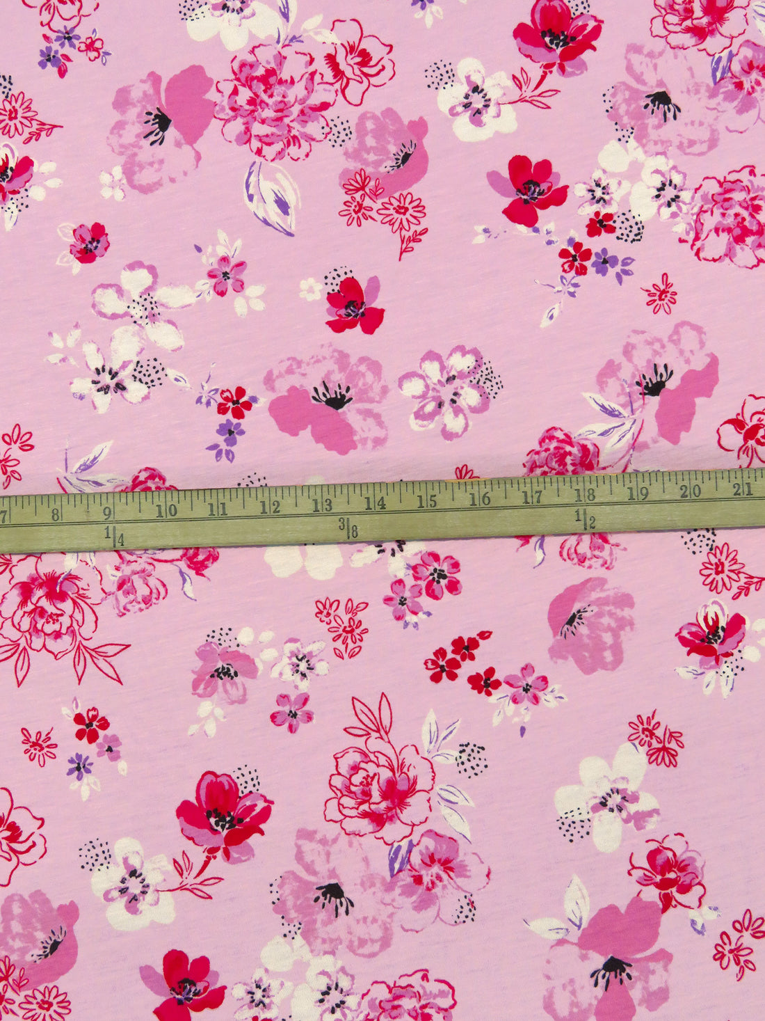 Bubblegum Pink/White/Magenta/Multi Rayon/Lycra Floral Print Jersey Knit 69W