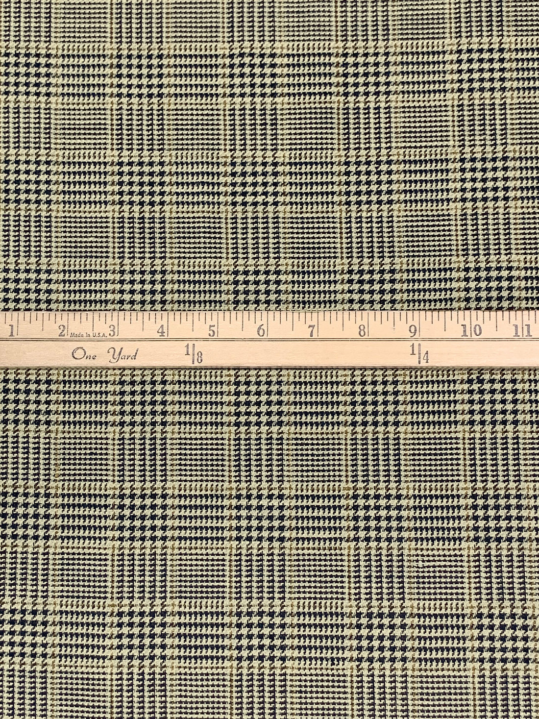 Parchment/Black/Raw Umber 100% Linen Glen Plaid Suiting - European Mill - 59W