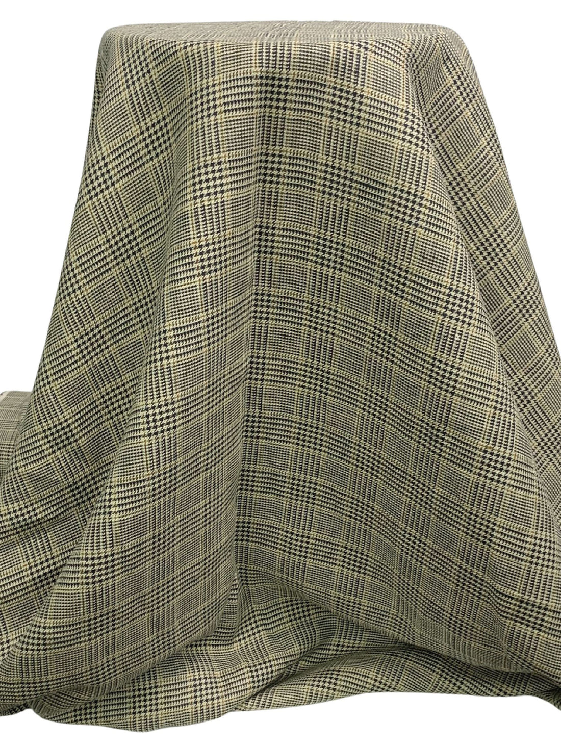 Parchment/Black/Raw Umber 100% Linen Glen Plaid Suiting - European Mill - 59W