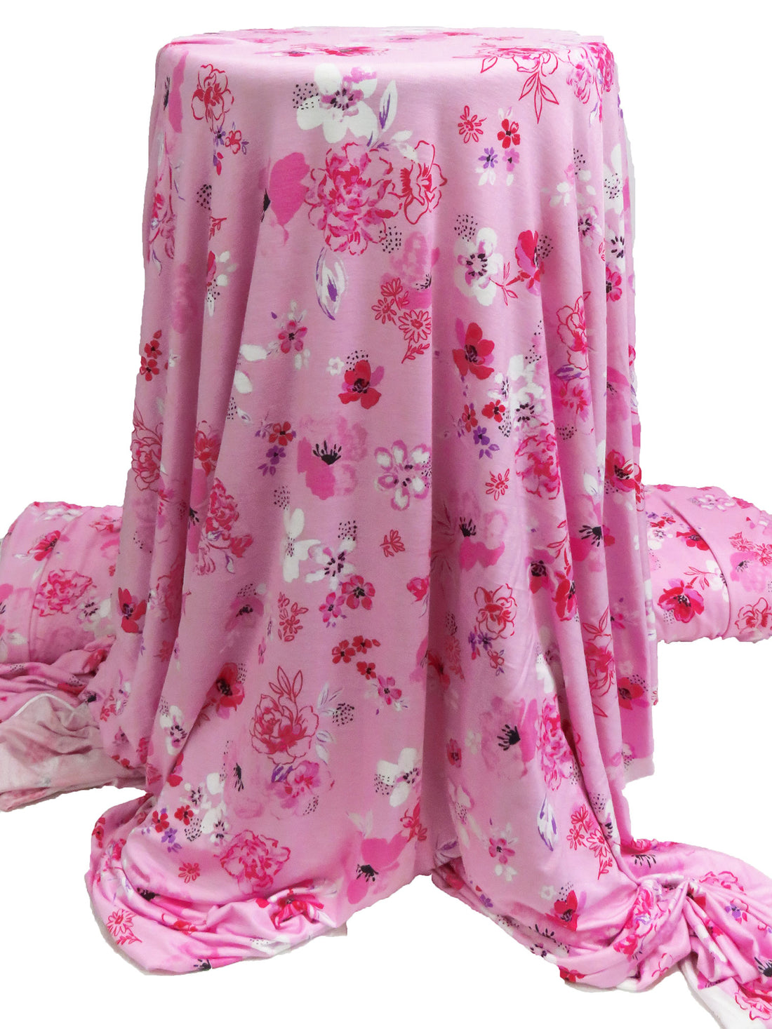 Bubblegum Pink/White/Magenta/Multi Rayon/Lycra Floral Print Jersey Knit 69W