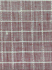 Burgundy/White 100% Linen Yarn-Dyed Grid Weave Shirt-Weight Woven - European Mill - 59W