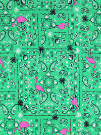 Caribbean Green/Rose Pink/White/Multi Cotton/Lycra Flamingo Fun Print Jersey Knit 68W