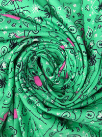 Caribbean Green/Rose Pink/White/Multi Cotton/Lycra Flamingo Fun Print Jersey Knit 68W