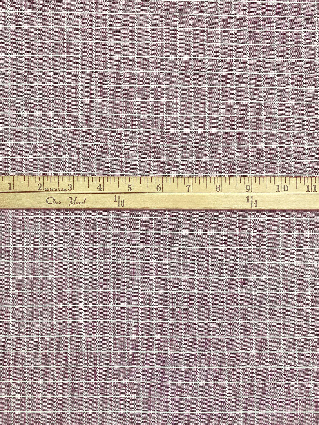 Burgundy/White 100% Linen Yarn-Dyed Grid Weave Shirt-Weight Woven - European Mill - 59W