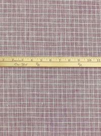 Burgundy/White 100% Linen Yarn-Dyed Grid Weave Shirt-Weight Woven - European Mill - 59W
