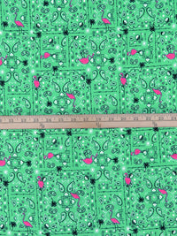 Caribbean Green/Rose Pink/White/Multi Cotton/Lycra Flamingo Fun Print Jersey Knit 68W