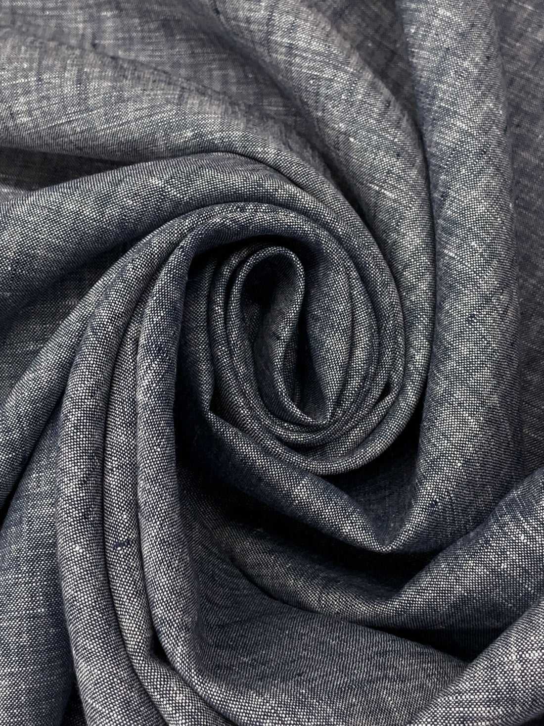 Navy Blue/White 100% Linen Cross-Dyed Shirt-Weight Woven - European Mill - 61W