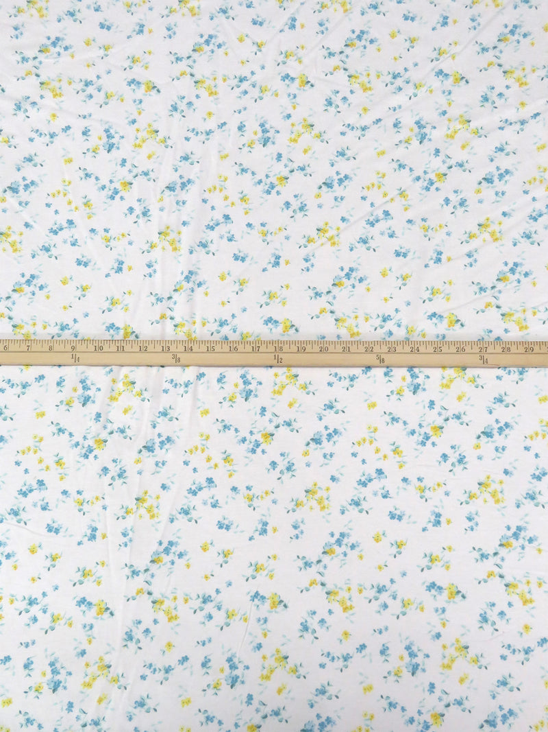 White/Sky Blue/Soft Goldenrod/Multi 100% Cotton Floral Print Jersey Knit 62W