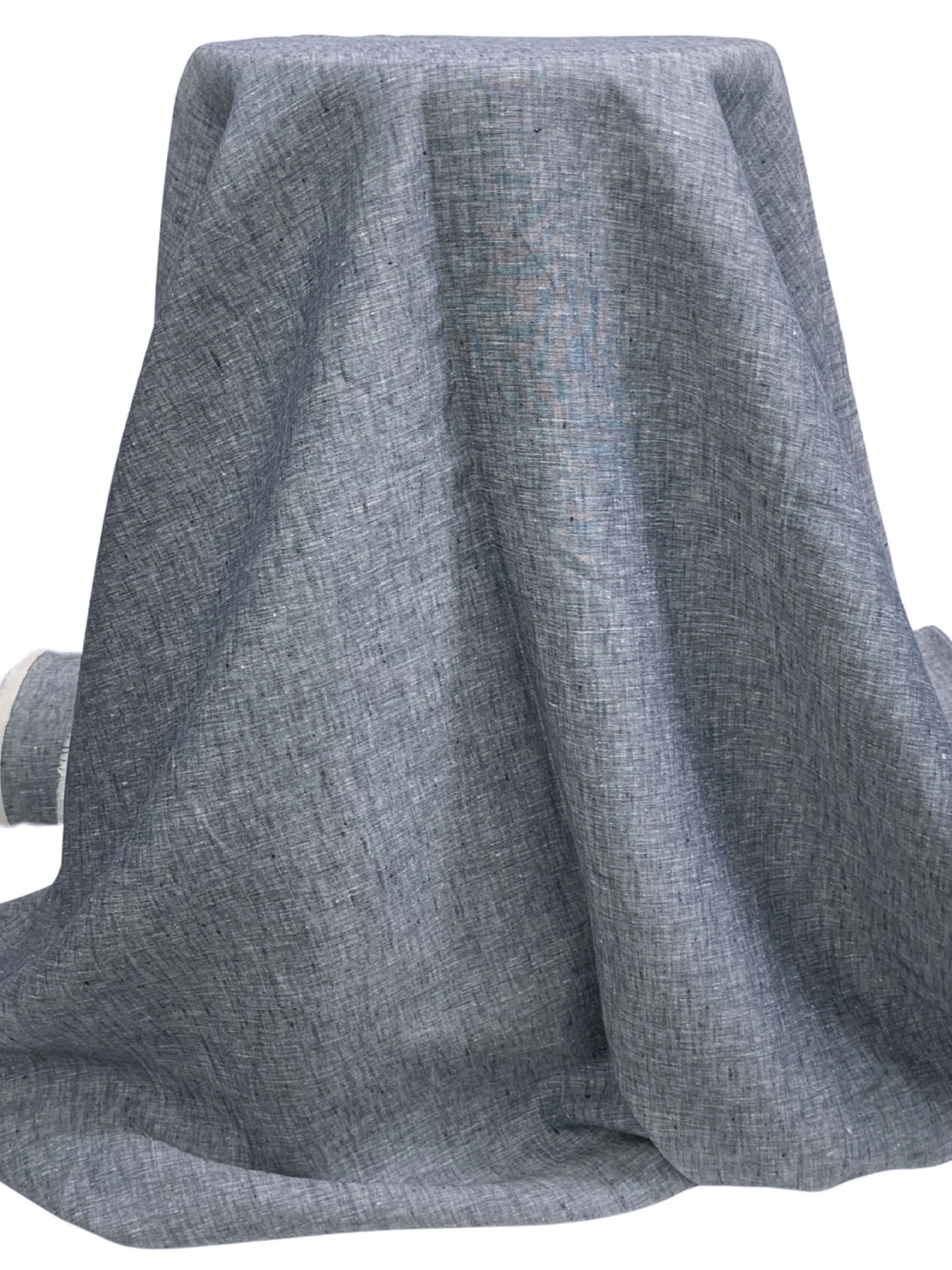 Navy Blue/White 100% Linen Cross-Dyed Shirt-Weight Woven - European Mill - 61W